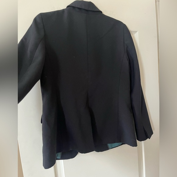 Loft Black Blazer Suit Jacket One Button Closure with Teal Lining Size 8 Petite - Picture 3 of 15